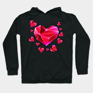 Red Crystal Heart Vintage Valentine's Day Premium Hoodie